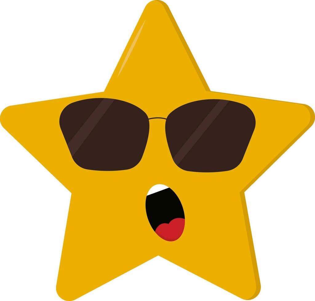 A dismayed five-pointed cartoon yellow star vector or color illustration