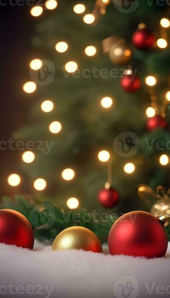 AI generated christmas gifts on the floor near a christmas tree photo