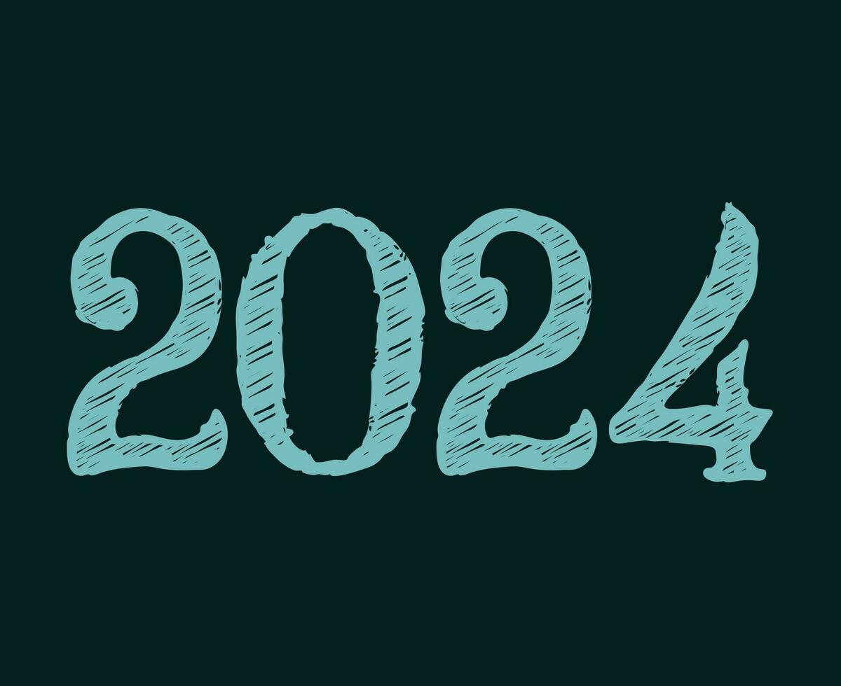 2024 Happy New Year Abstract Cyan Graphic Design Vector Logo Symbol Illustration With Blue Background