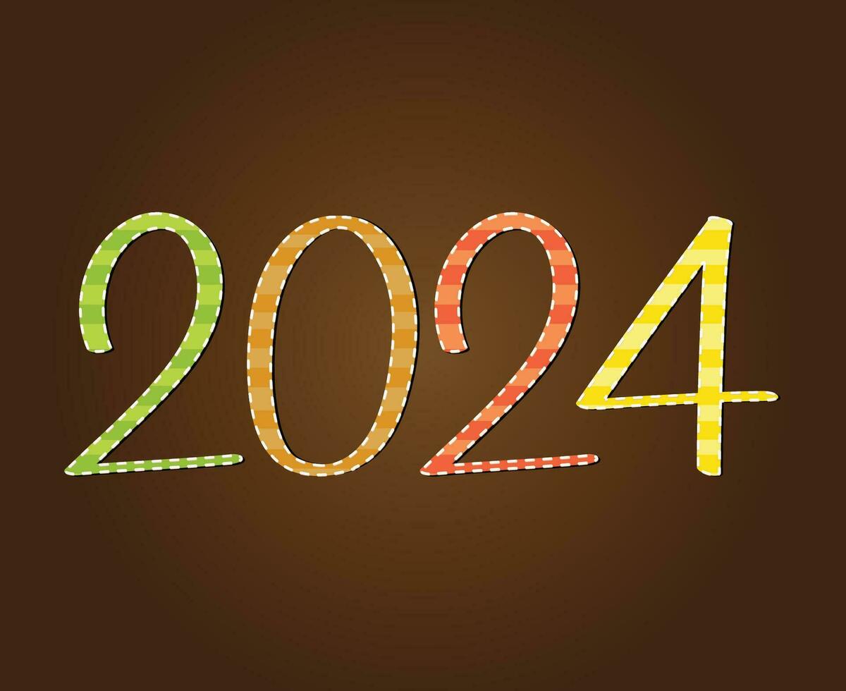 2024 contento nuevo año resumen multicolor gráfico diseño vector logo símbolo ilustración con marrón antecedentes