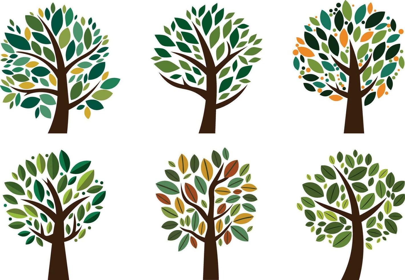 Minimal flat tree set with named, organized, and editable layers vector