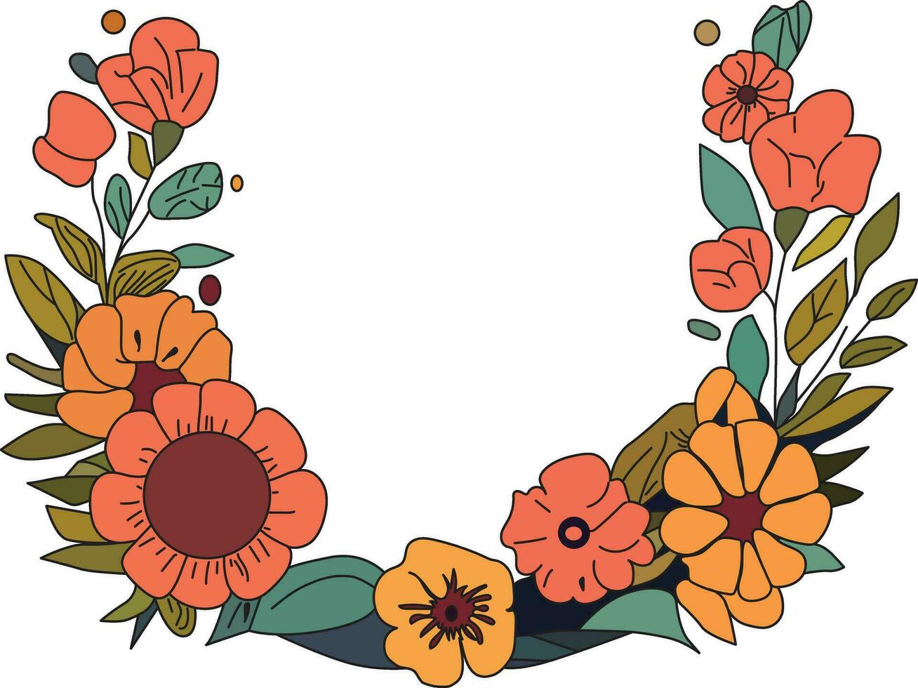 ilustración de corona de flores vector