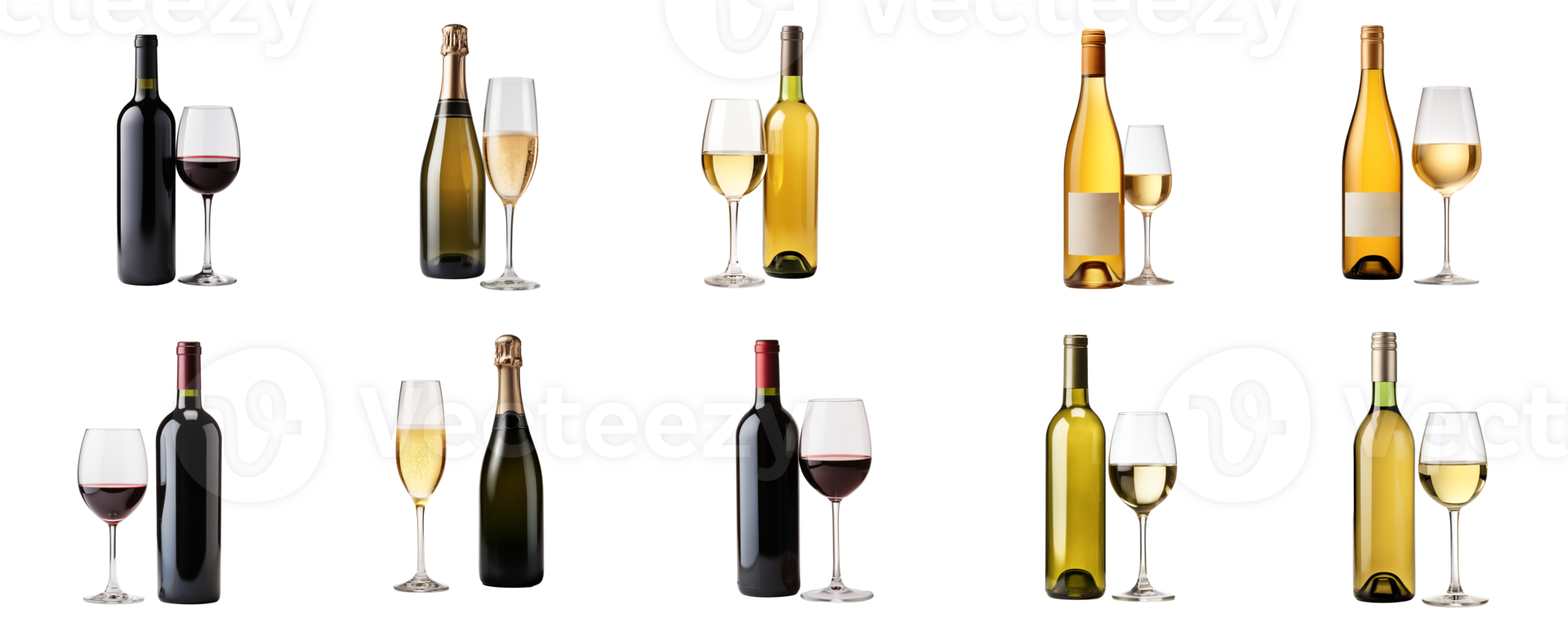 AI generated Variety Wine Bottles Showcase Isolated Display png