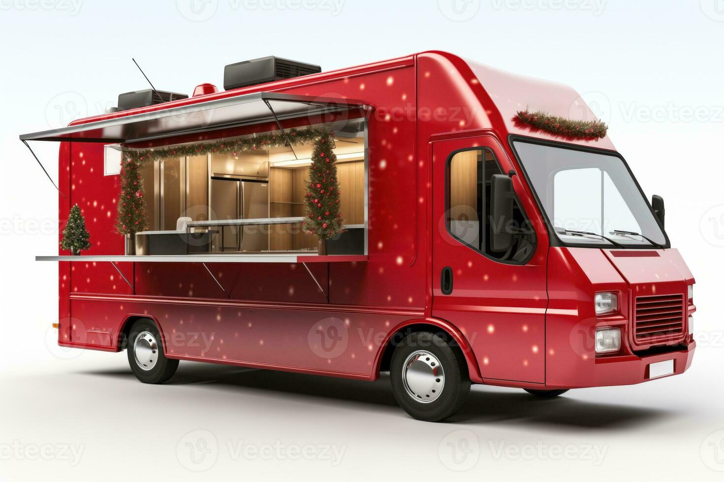 AI generated Minimalist Christmas food truck isolated on a white background photo