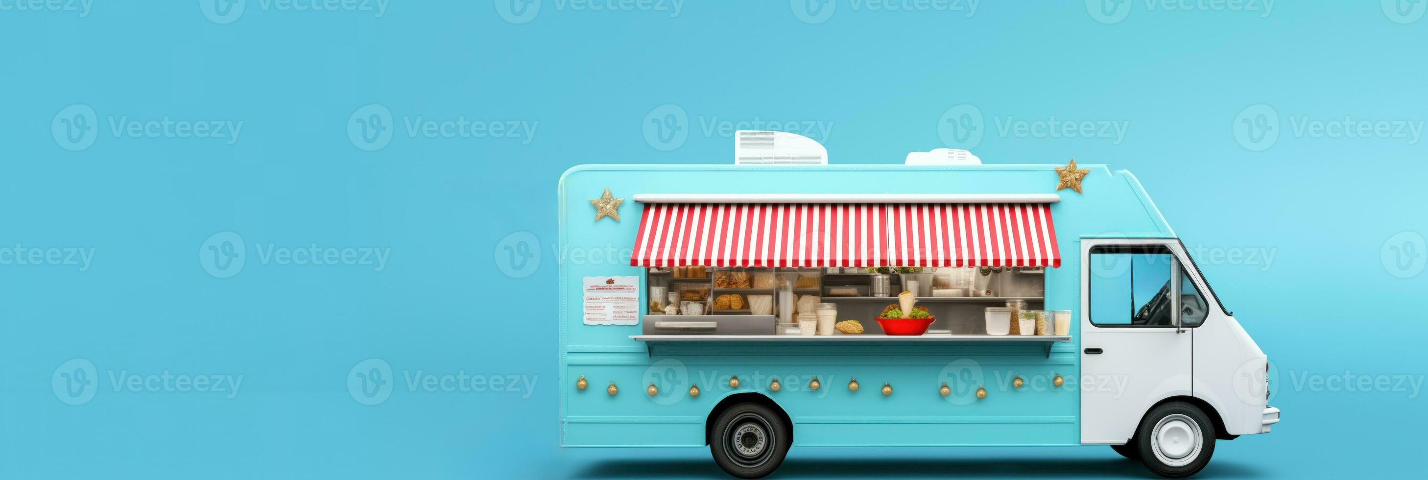 AI generated Minimalist Christmas food truck isolated on a white background photo