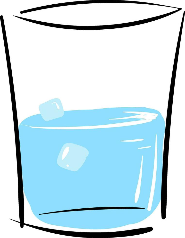 sencillo vector ilustración de un vaso con agua y hielo cubitos en blanco antecedentes