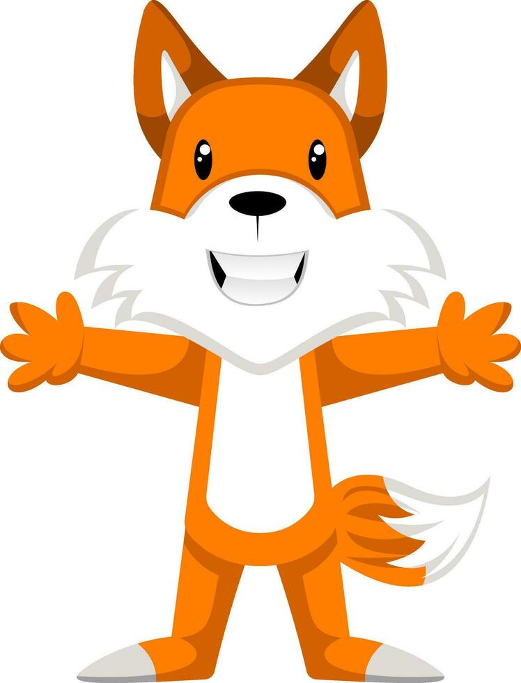 Happy fox, illustration, vector on white background.