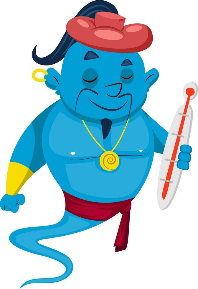 Genie is sick, illustration, vector on white background.