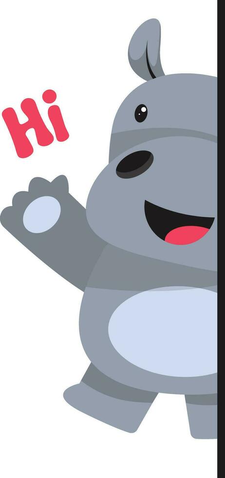 Hippo saying hi, illustration, vector on white background.
