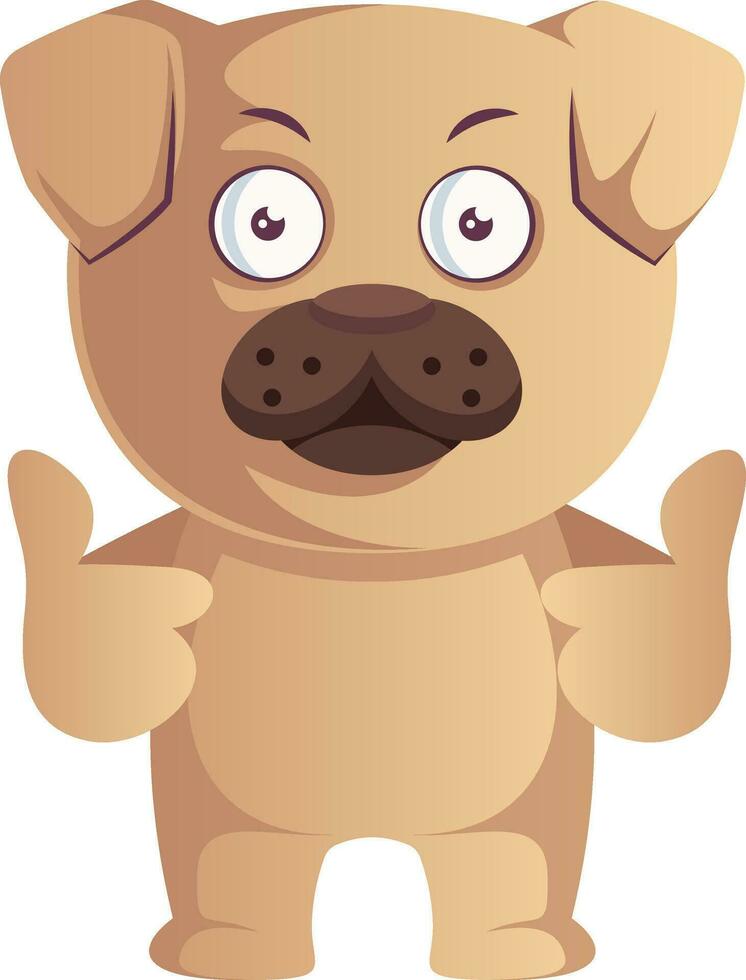 Pug is strong, illustration, vector on white background.