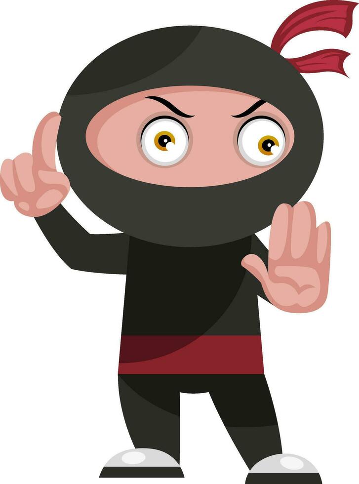 Ninja say stop, illustration, vector on white background.