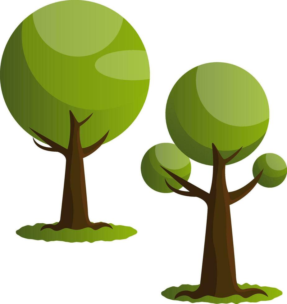 Couple of green trees vector illustration on white background