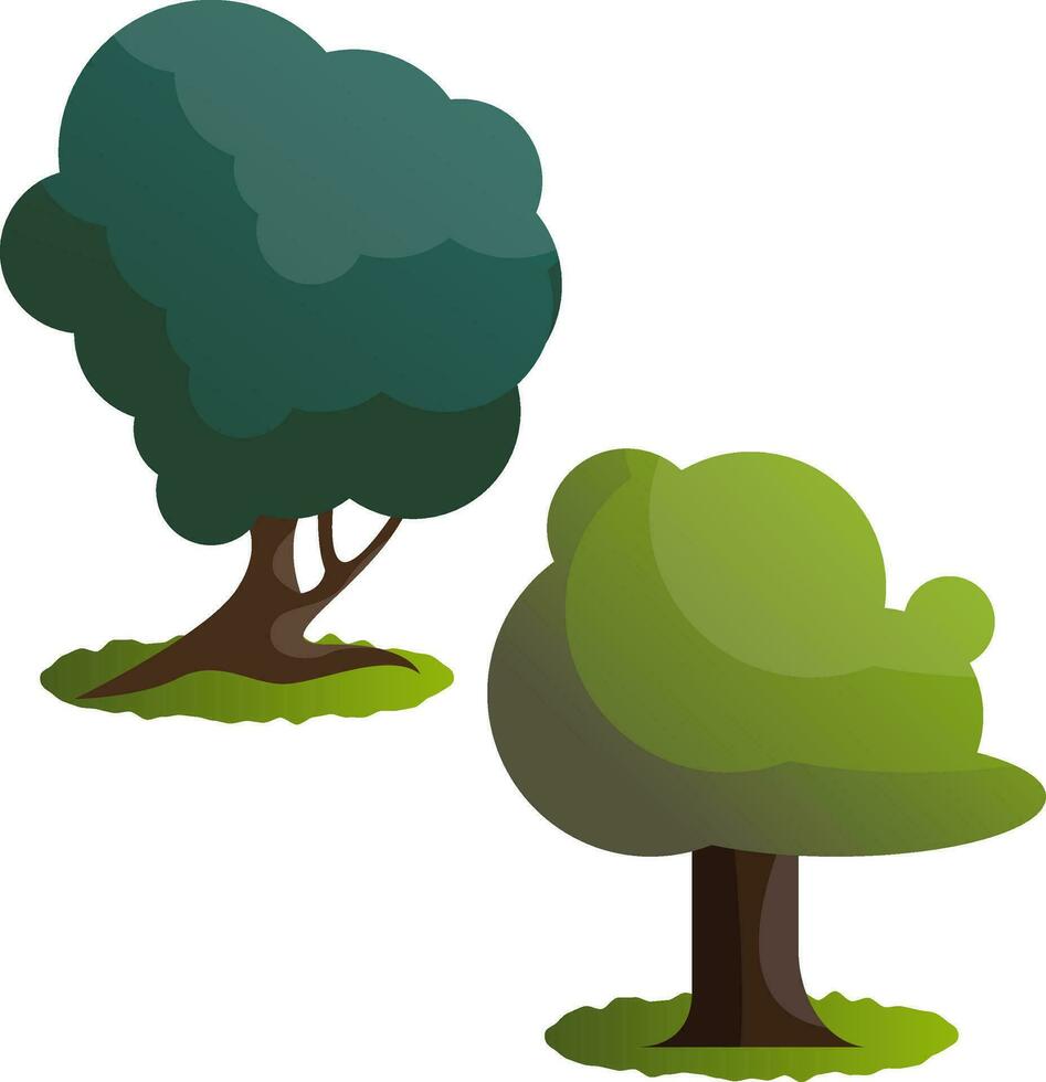 Couple of green trees vector illustration on white background