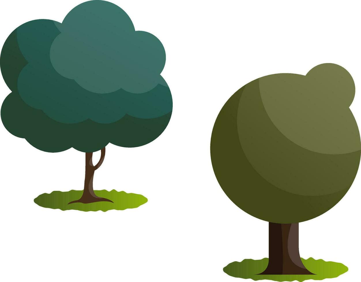 Couple of green trees vector illustration on white background