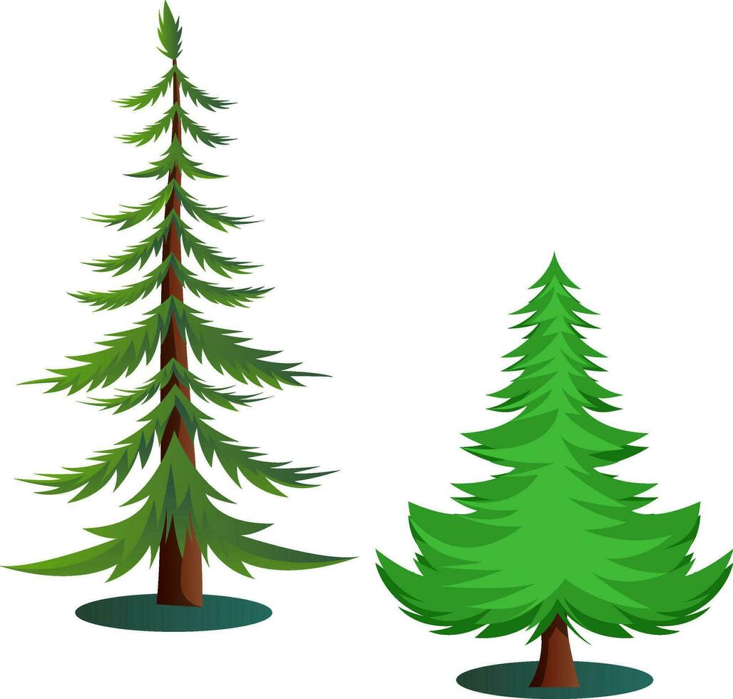 Couple of green trees vector illustration on white background
