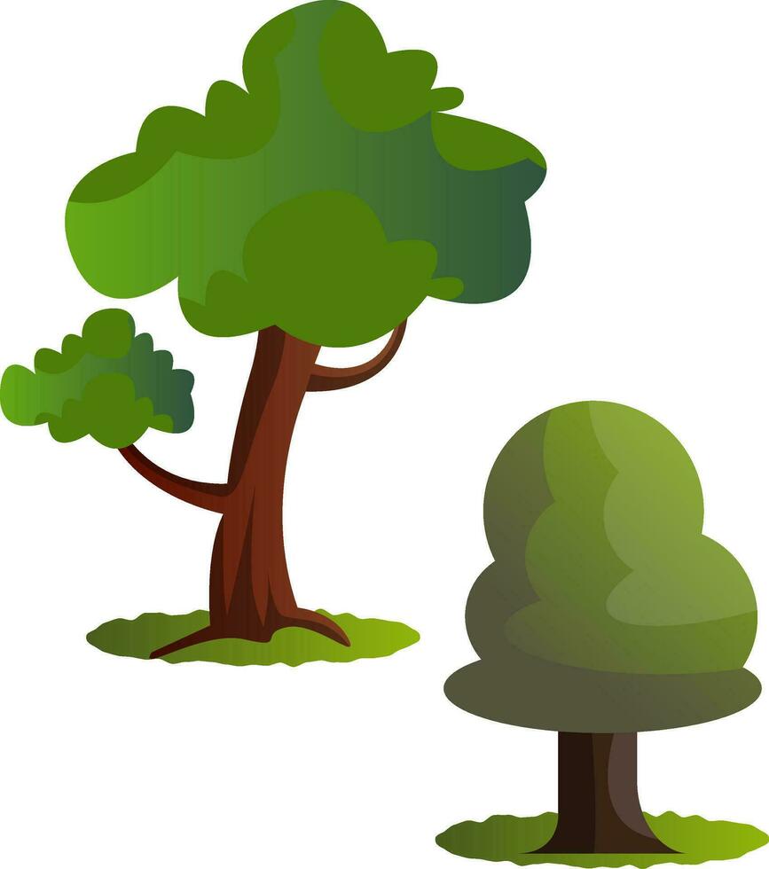 Couple of green trees vector illustration on white background