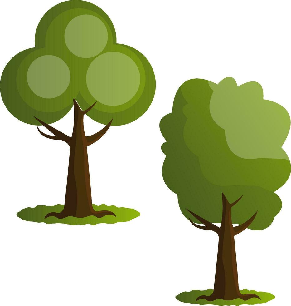 Couple of green trees vector illustration on white background