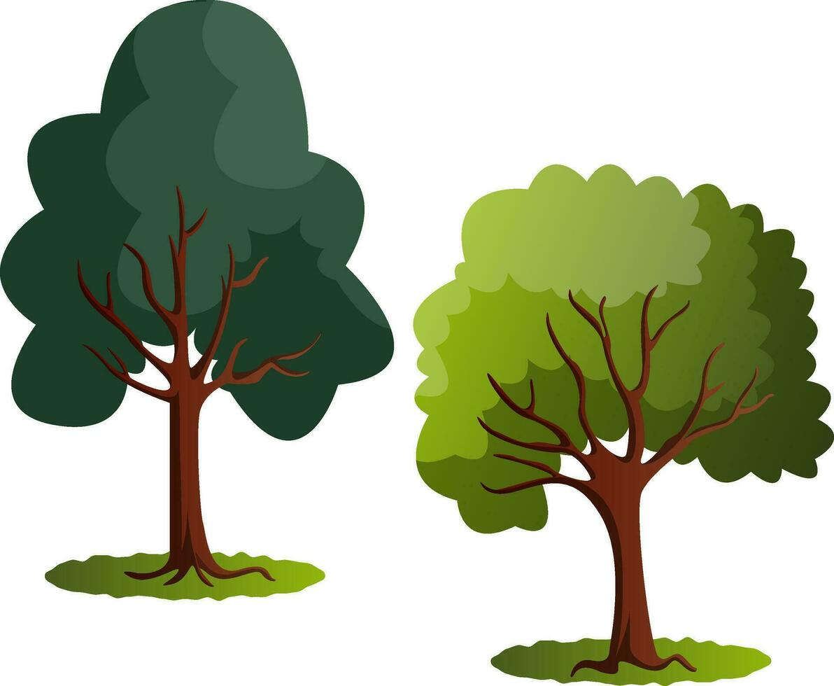 Couple of green trees vector illustration on white background