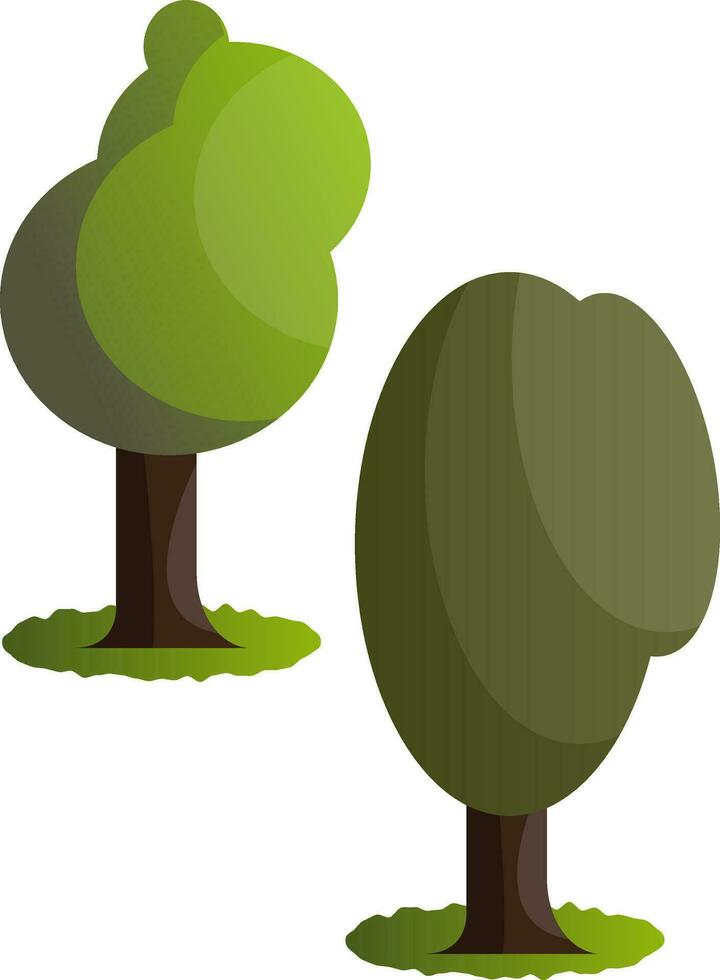 Couple of green trees vector illustration on white background