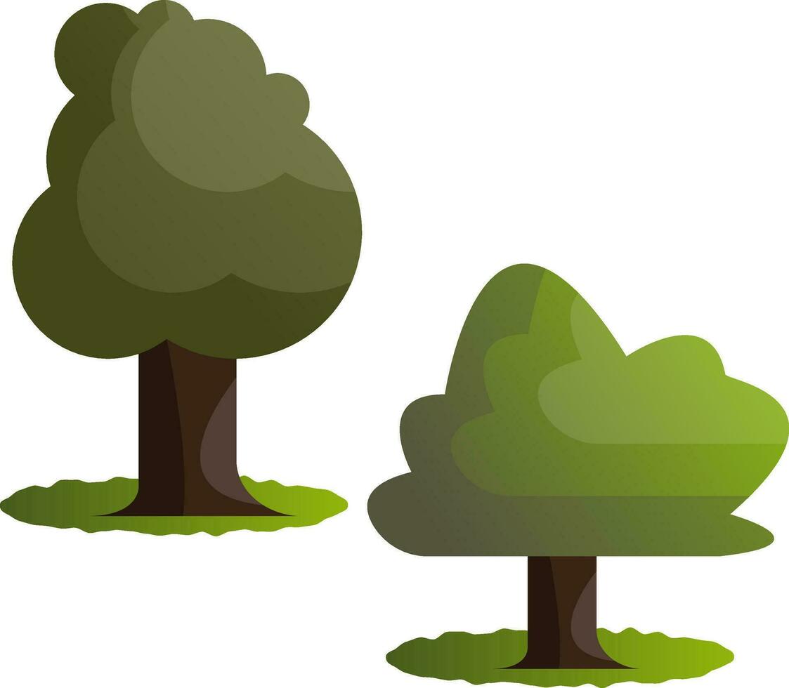 Couple of green trees vector illustration on white background