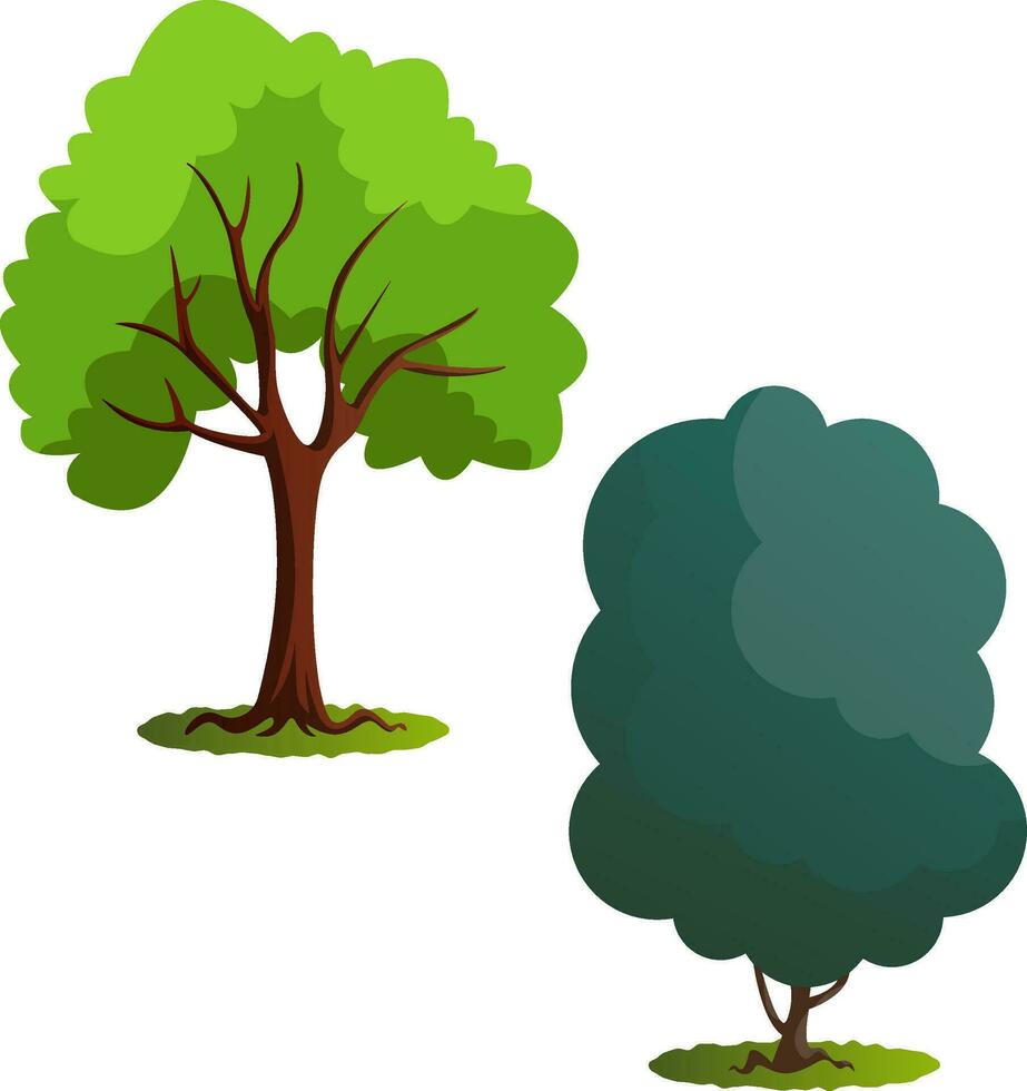 Pareja de verde arboles vector ilustración en blanco antecedentes