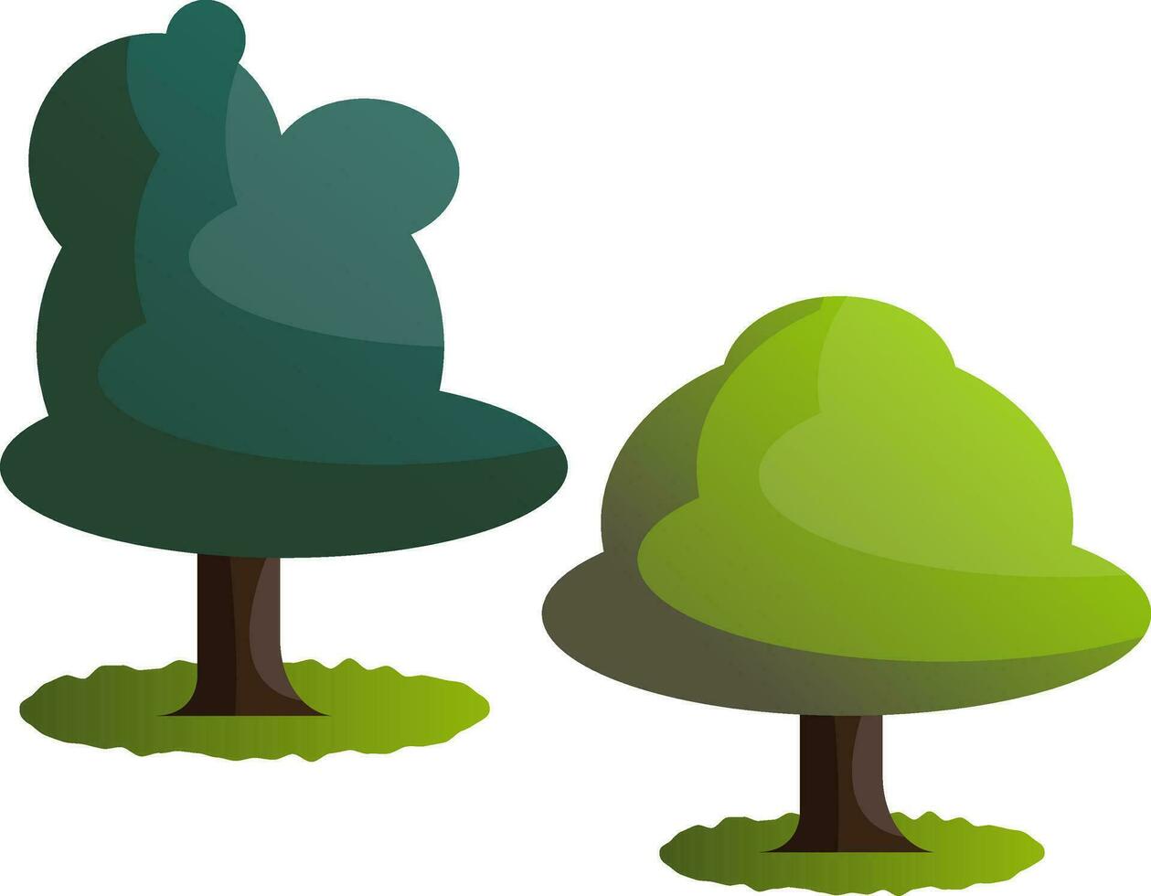 Couple of green trees vector illustration on white background