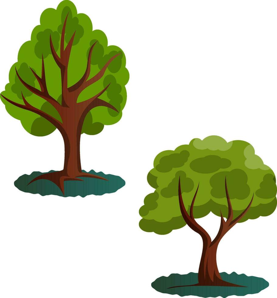 Couple of green trees vector illustration on white background