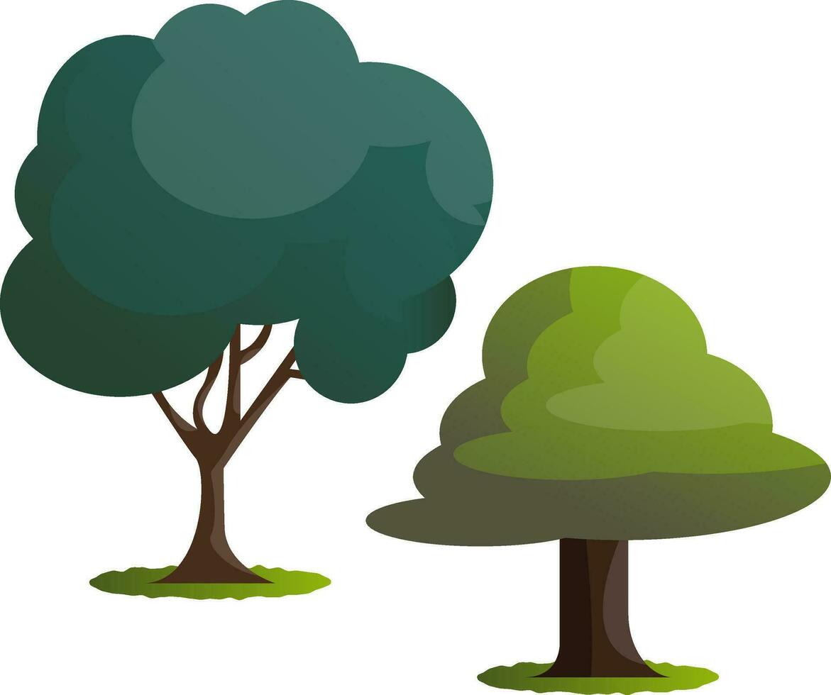 Couple of green trees vector illustration on white background