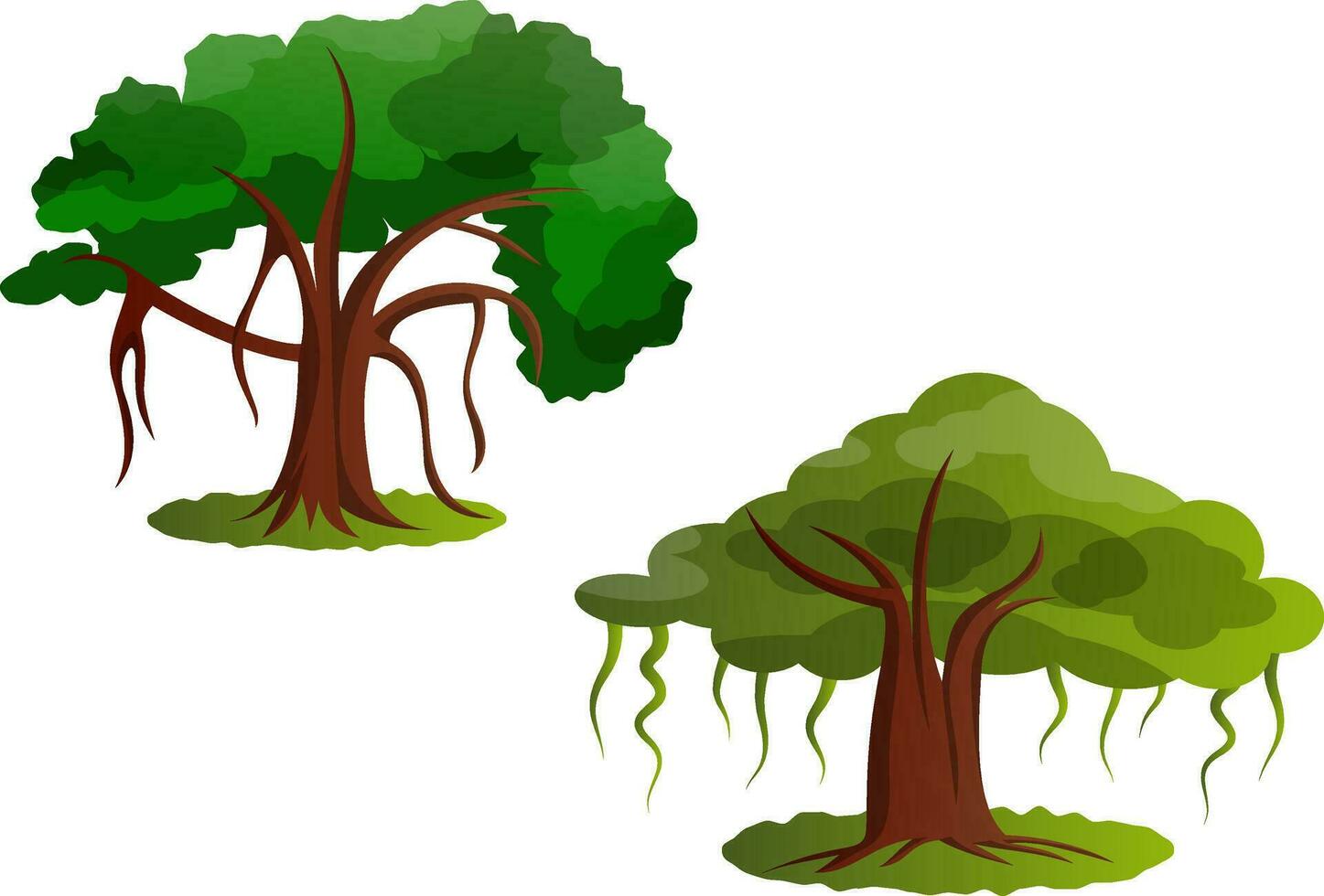 Couple of green trees vector illustration on white background