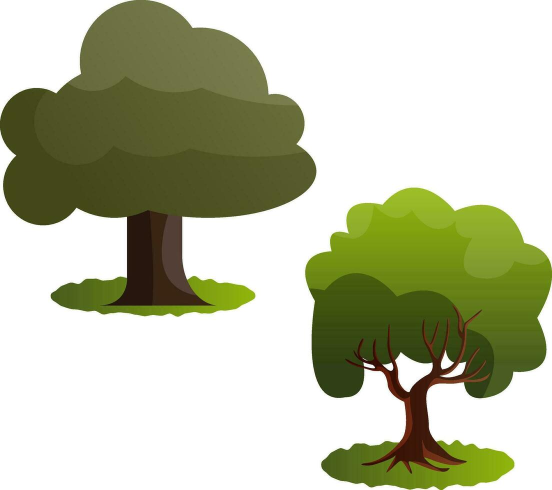 Couple of green trees vector illustration on white background