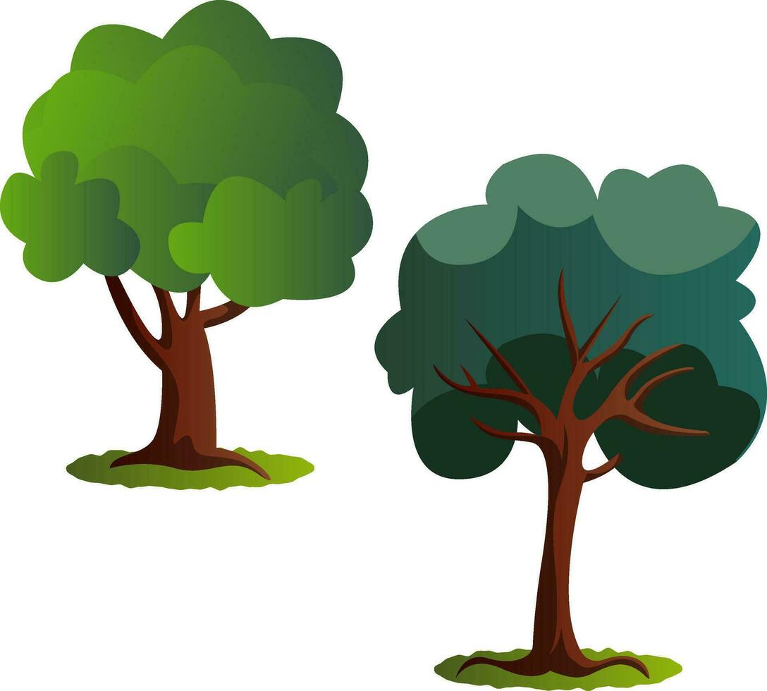 Couple of green trees vector illustration on white background