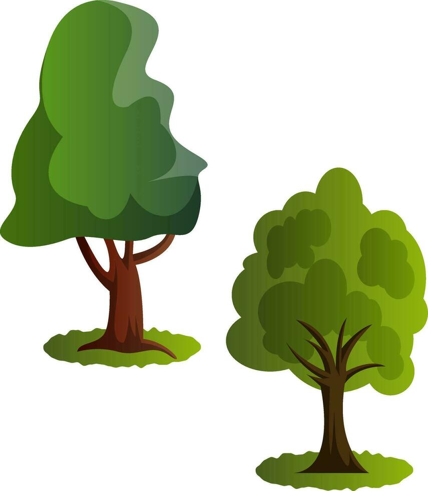 Couple of green trees vector illustration on white background