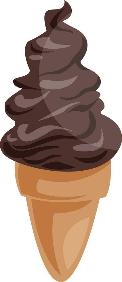 helado cono con con chocolate helado vector ilustración en blanco antecedentes.