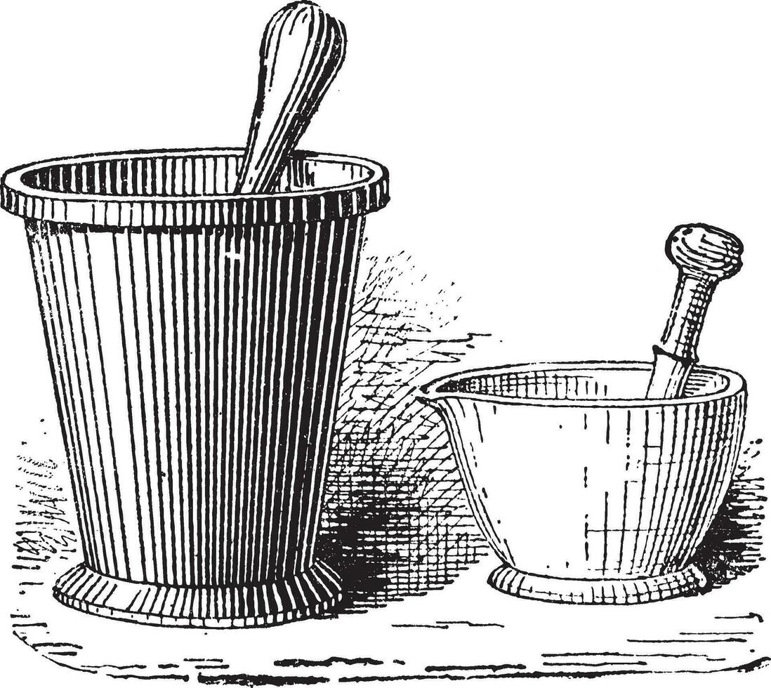 Mortar and Pestle, vintage engraving vector