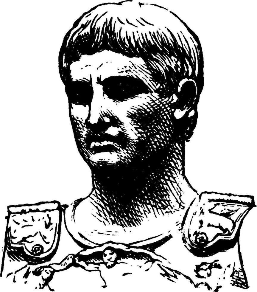 Augustus Caesar, vintage illustration vector
