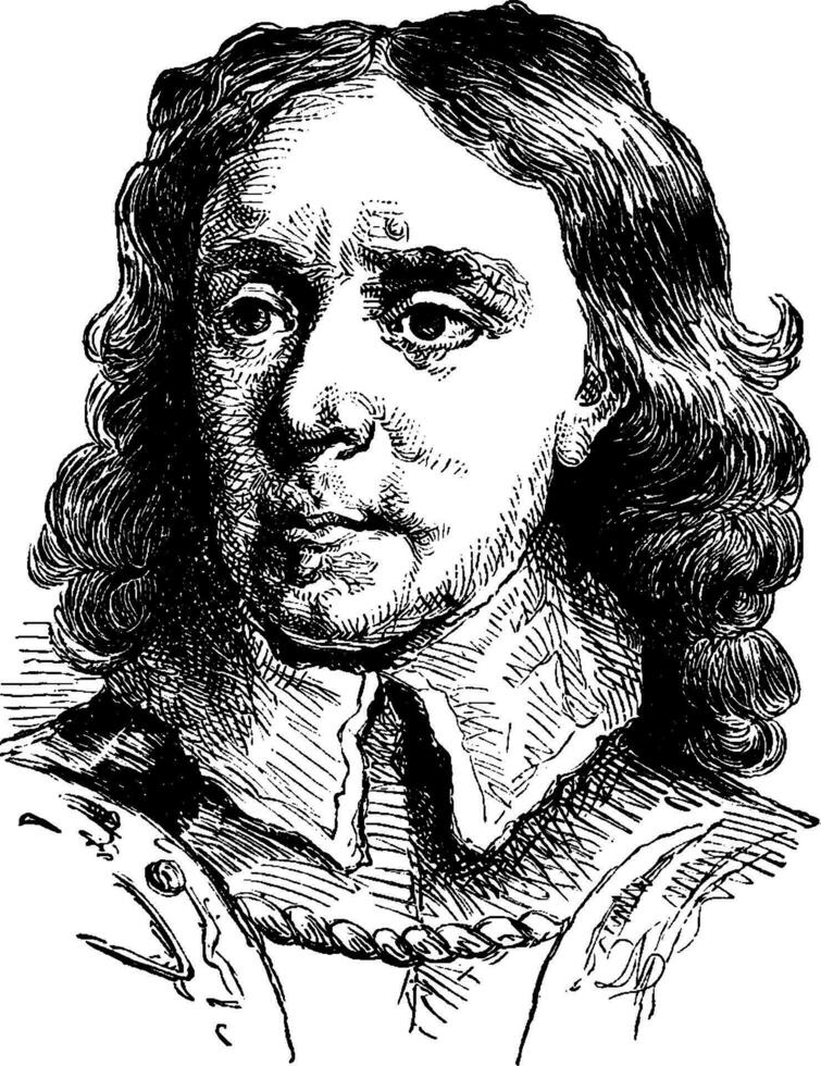 Oliver Cromwell, vintage illustration vector