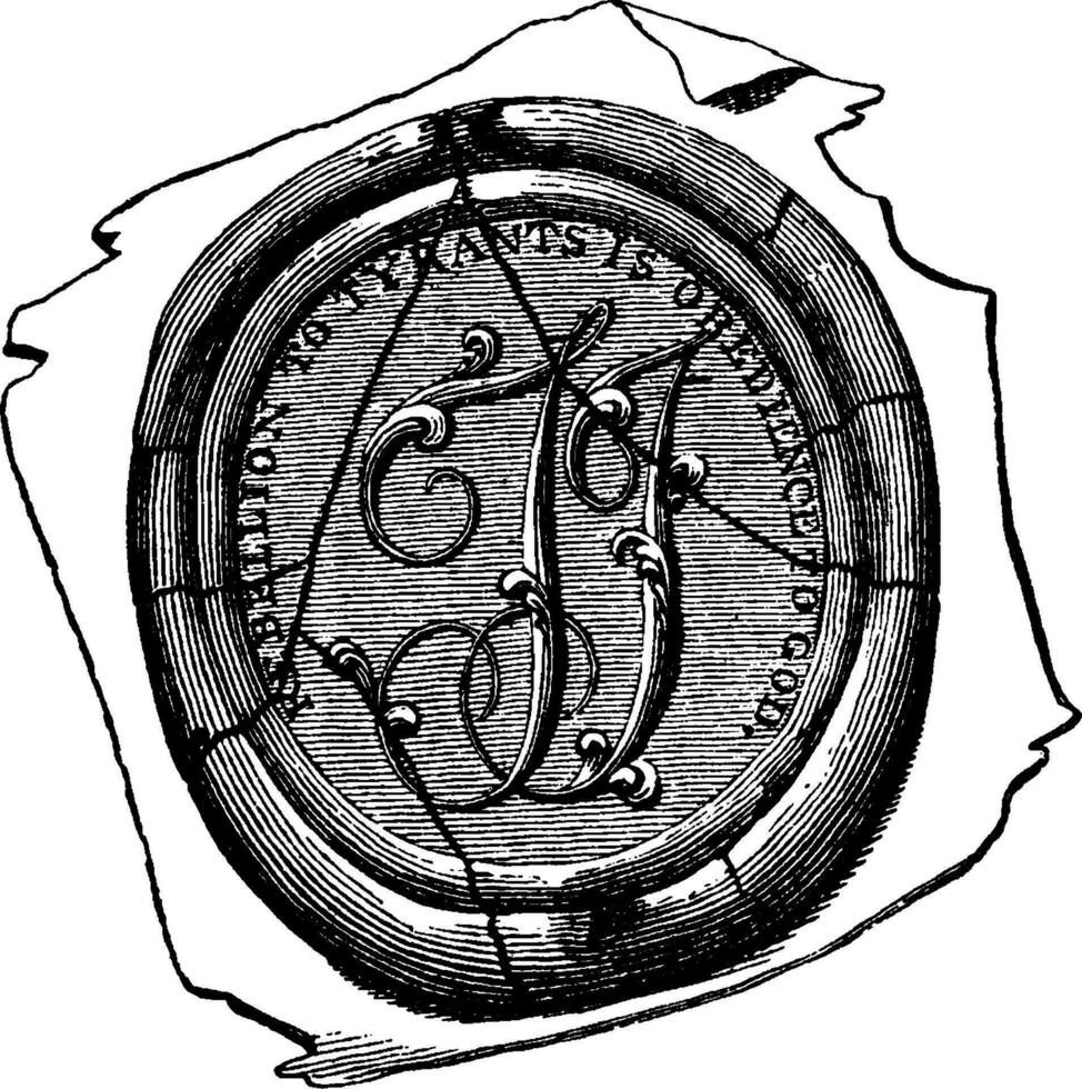 Thomas de jefferson sello con el lema rebelión a tiranos es obediencia a dios, Clásico ilustración vector