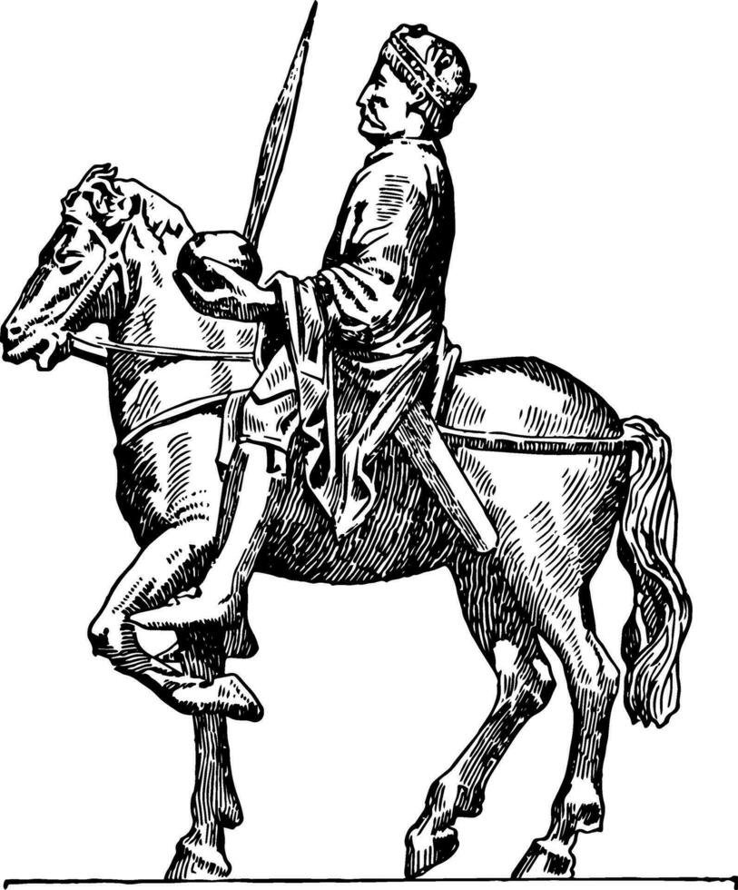 Charlemagne, vintage illustration vector