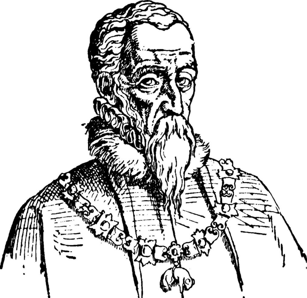 Ferdinand Alvarez de Toledo, Duke of Alva, vintage illustration vector