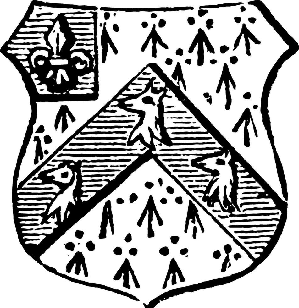 Augmentation is in a canton azure, vintage engraving. vector