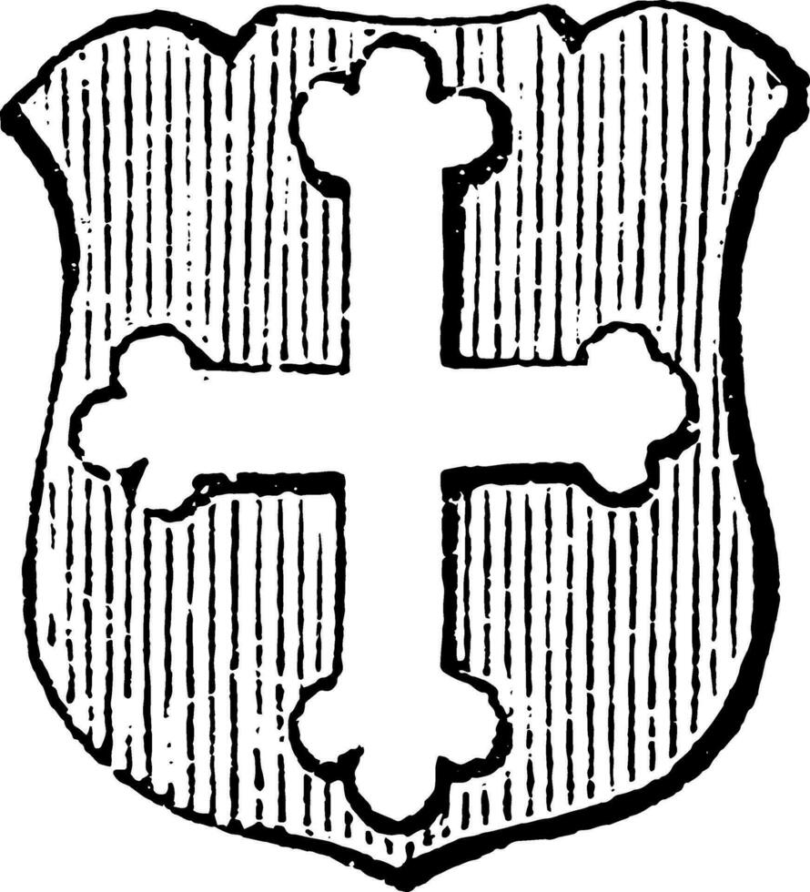 Cross Bottonny is an honorable ordinary, vintage engraving. vector