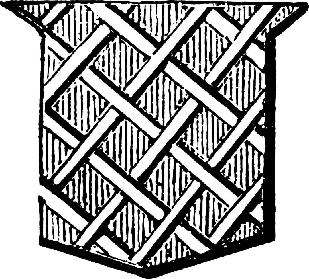Fretty Ordinary is covered with lines crossing each other diagonally, vintage engraving. vector