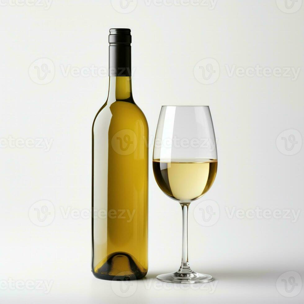 ai generado un botella de petit verdot vino lado ver aislado en blanco antecedentes foto