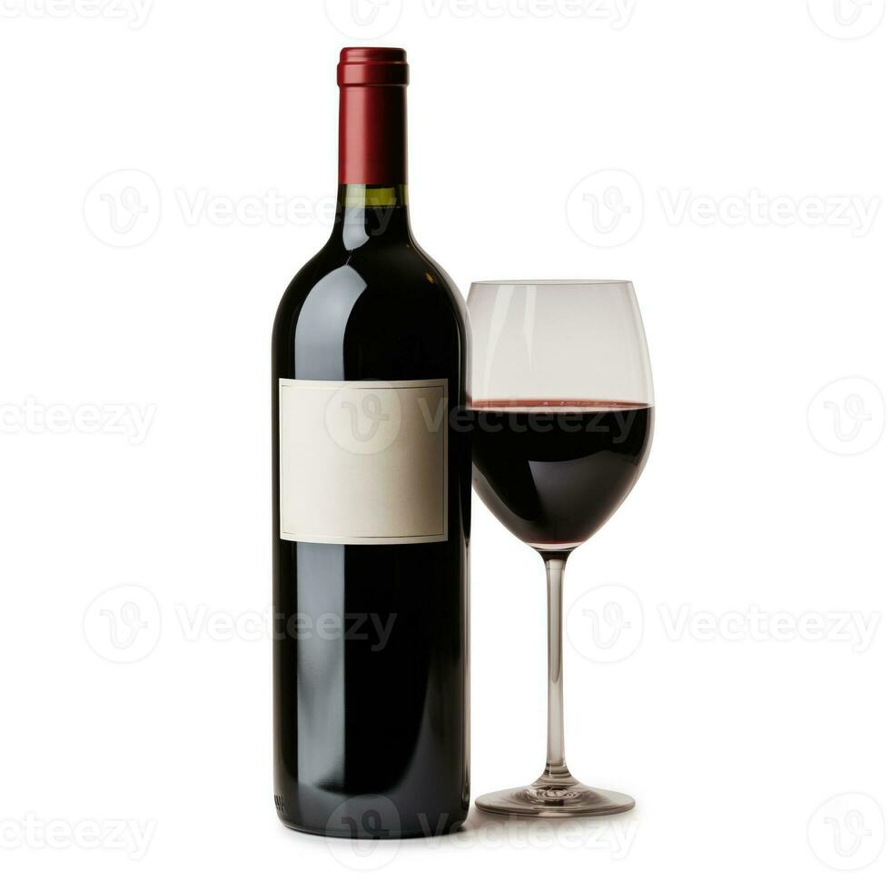 AI generated A bottle of Petit Verdot wine side view isolated on white background photo