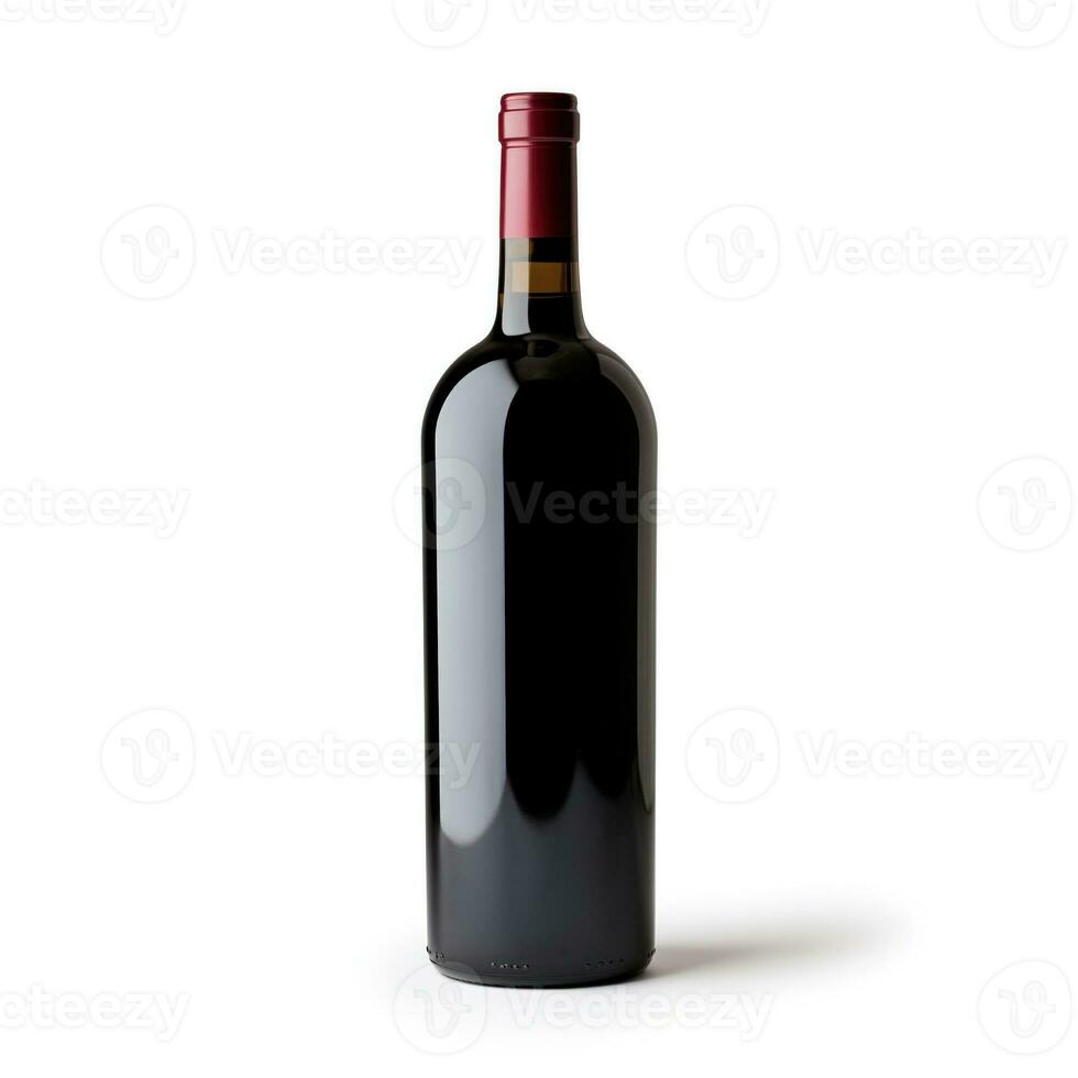 AI generated A bottle of Petit Verdot wine side view isolated on white background photo