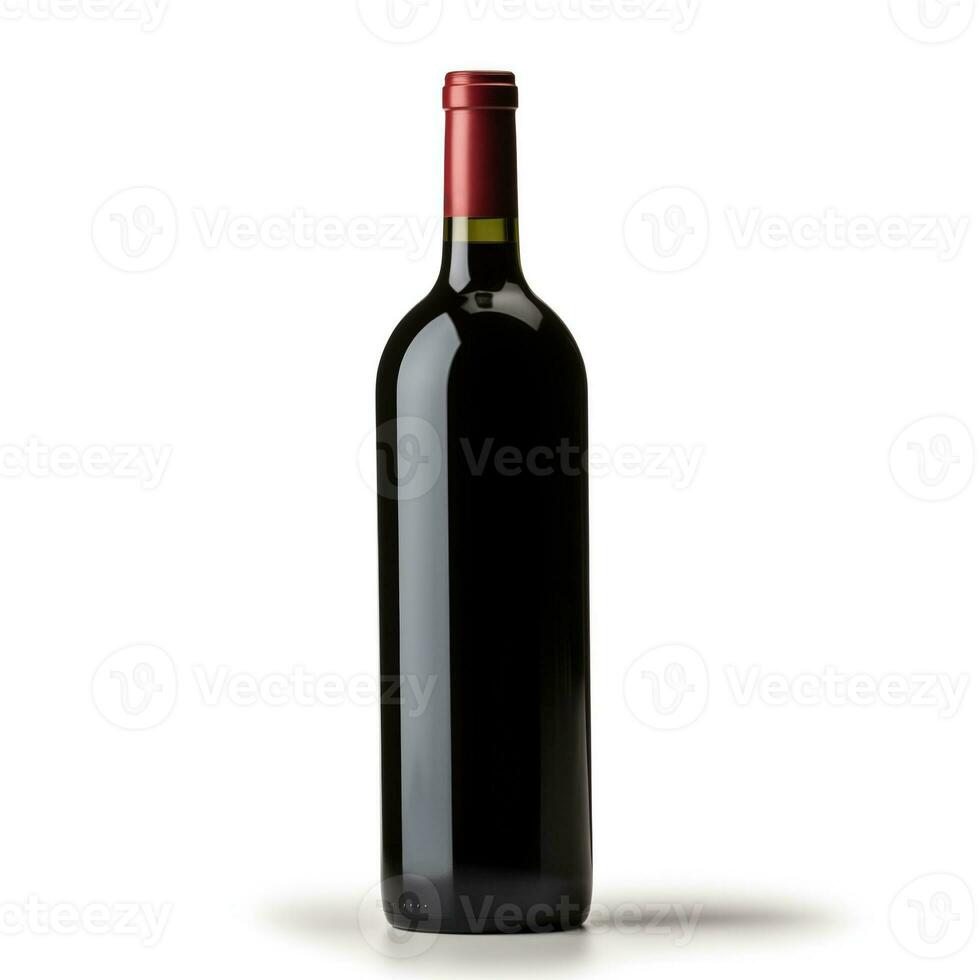 AI generated A bottle of Petit Verdot wine side view isolated on white background photo