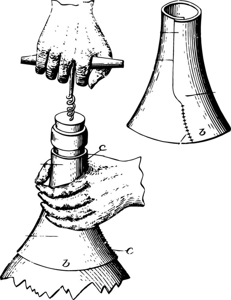 Removable Hand Protector for Bottles, vintage illustration. vector