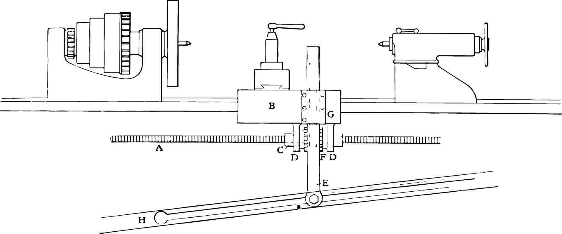 Universal Screw Cutting Device, vintage illustration. vector