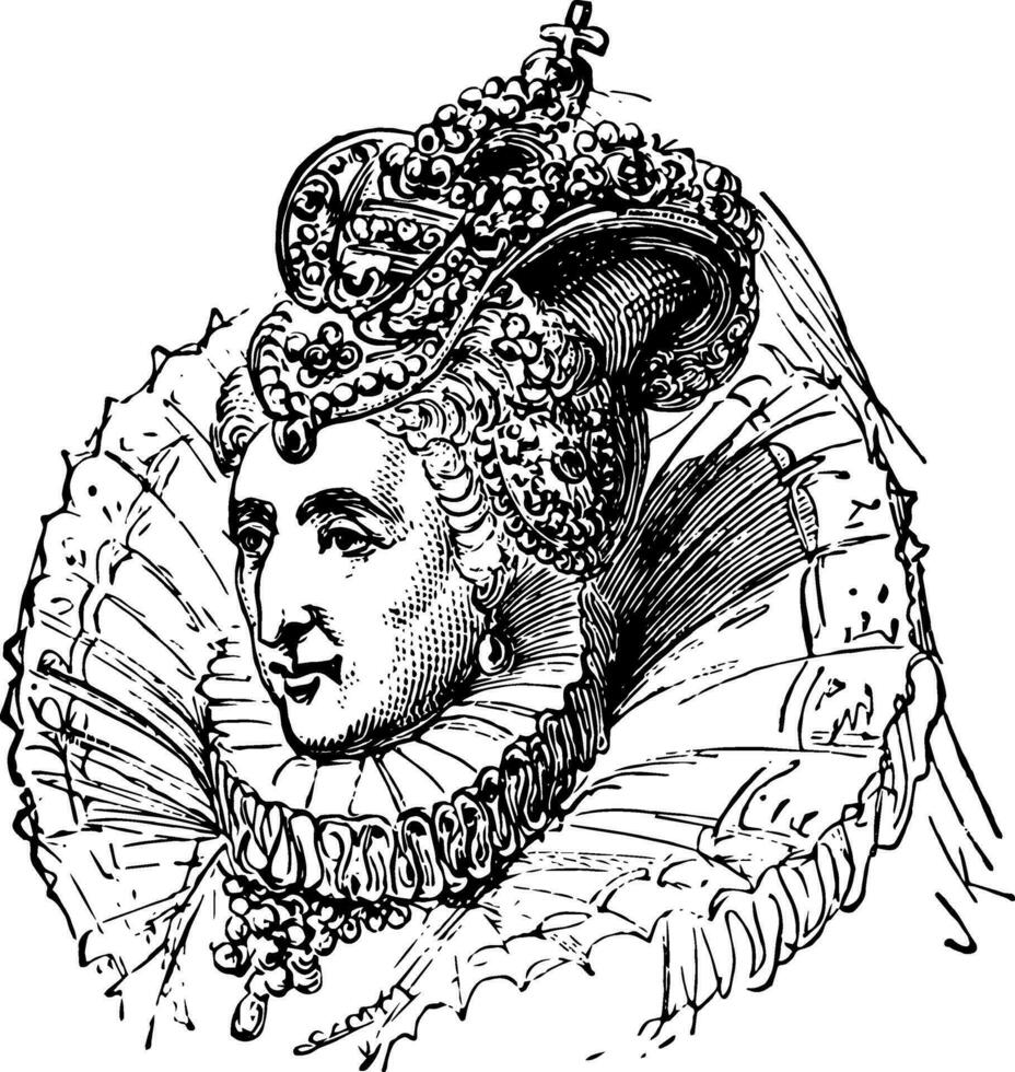 Elizabeth I of England, vintage illustration vector
