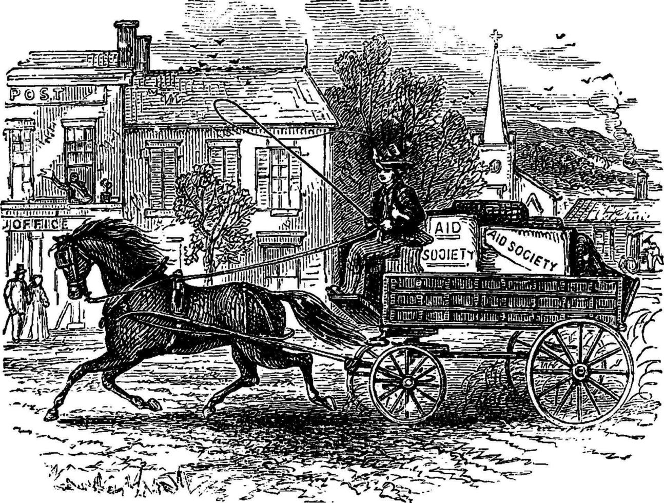 Carriage  Horse, vintage illustration. vector